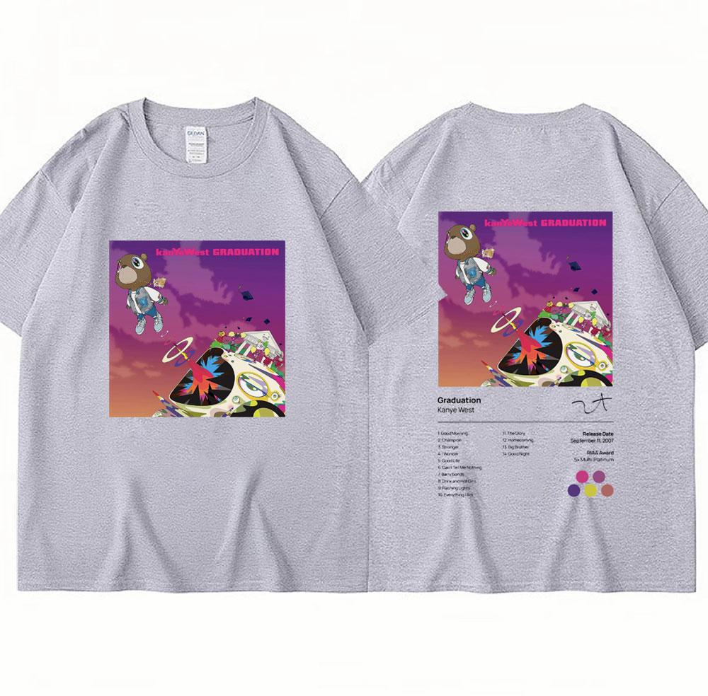 Kanye West Graduation Music Album Print T Shirt Men Women Hip Hop Cotton T-shirt Oversized Summer Fashion T Shirts Streetwear