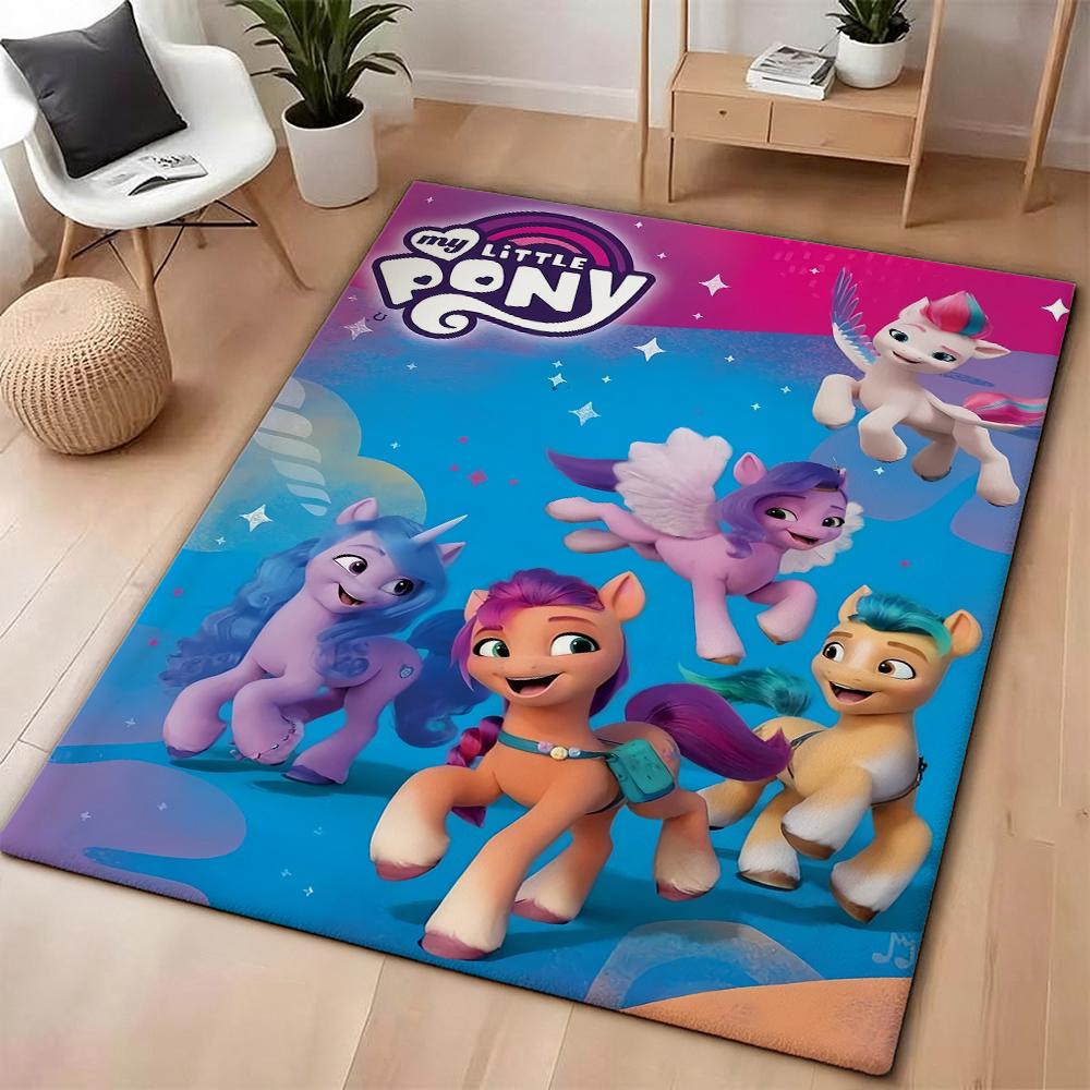 Magical Friendship Pony Gang Theme Rug Soft Nonslip Carpet For Bedroom Study Home Decor Holiday Gift