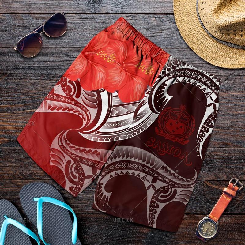 New Harajuku 3D Samoa Emblem Print Beach Shorts Fashion Streetwear Board Shorts Unisex Cool Swimming Shorts Men Swimming Trunks