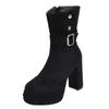 Fashion Niche Retro Block-heeled High-heeled Shoes for Women 2025 New Summer Versatile, Thin and Heightened Small Mid-leg Boots