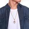 Stainless Steel Trident Pendant Necklace For Men Hip Hop Punk Style Boy Gifts Gold Color 60mm Chain Fahion Jewelry Wholesale