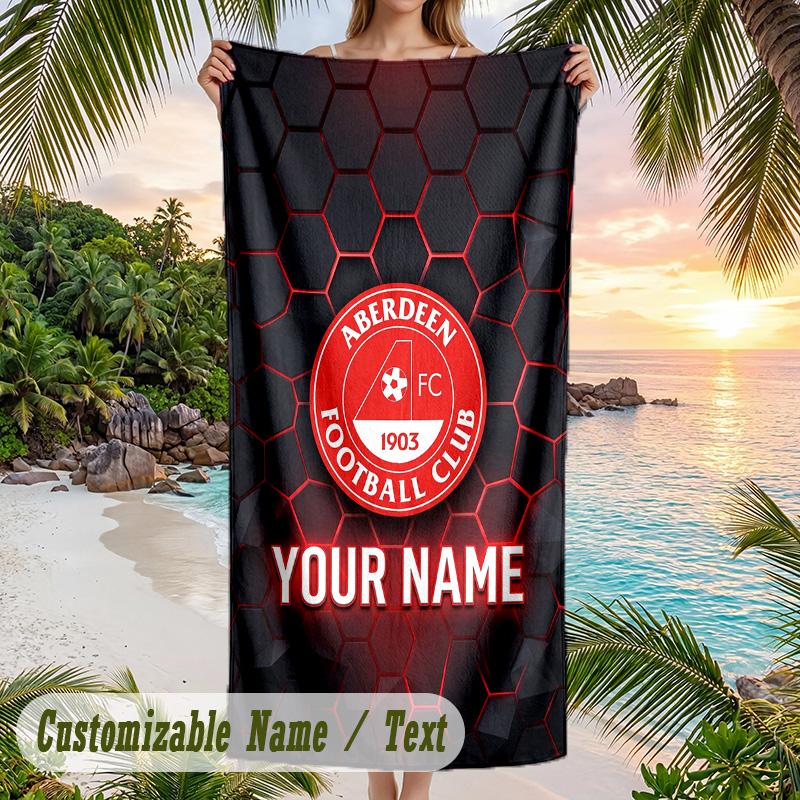 Beach Towel Aberdeen FC Print Custom Name Text Soft Towel for Swimming Pool