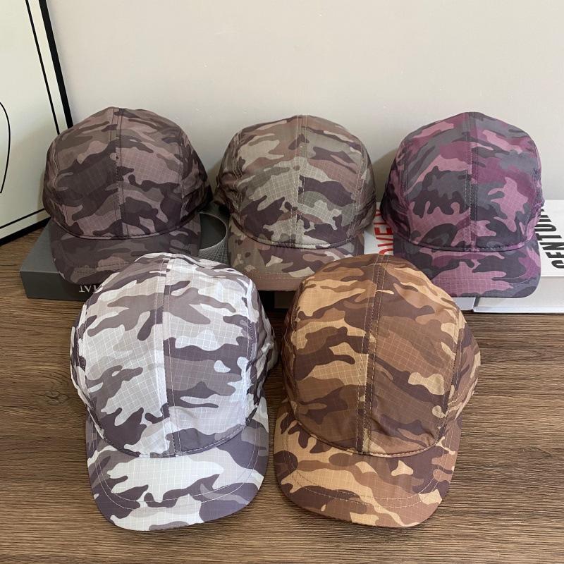 American Retro Thin Camo Quick Dry Baseball Cap Women Summer New Unique Short Brim Peaked Cap Men Fashion Outdoor Sun Hat