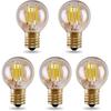 Lxcom Lighting G40 LED Light Bulb 2W Vintage Edison Globe Light Bulb Cool White 6500K G40 Amber Glass E17 Intermediate Base Decorative String Light