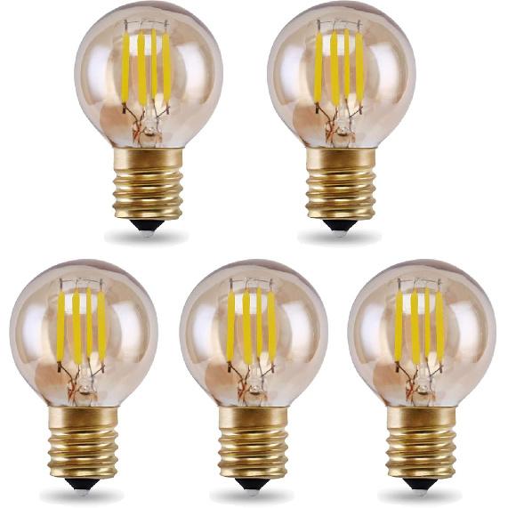Lxcom Lighting G40 LED Light Bulb 2W Vintage Edison Globe Light Bulb Cool White 6500K G40 Amber Glass E17 Intermediate Base Decorative String Light