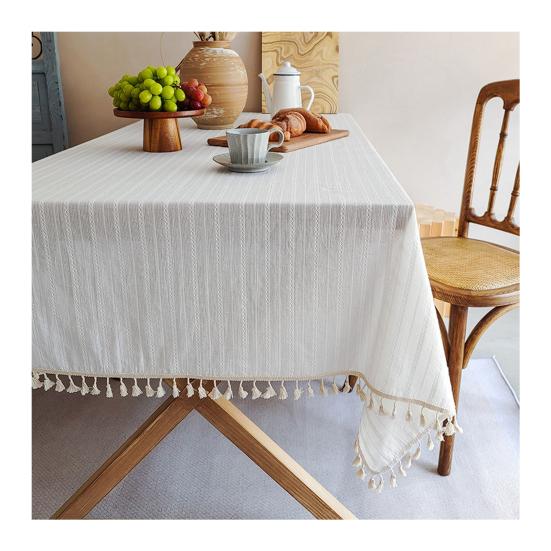 Lilac Floral Tablecloth, Cotton Small Fresh Flower Print Table Cover, Pastoral Style Breathable Cloth for Desk, Dorm Room Decor, Coffee Corner &