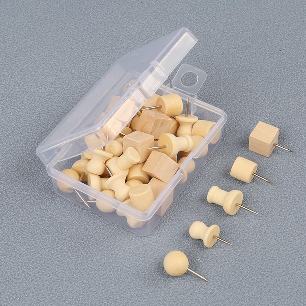 8/12/20/25Pcs Cork Board Thumb Tacks Wood Head Pin Steel Points Map Marking Pins