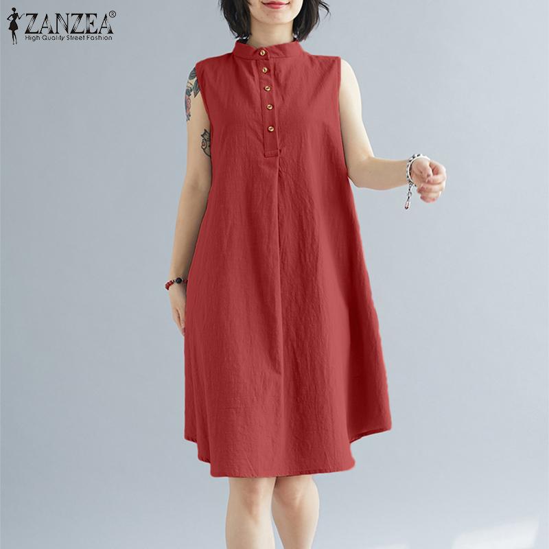 

ZANZEA Повседневное хлопковое летнее платье без рукавов