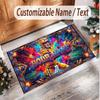 American Football Theme Soft Crystal Velvet Rug Custom Name & Text Print Non Slip Floor Rug for Bedroom Living Room
