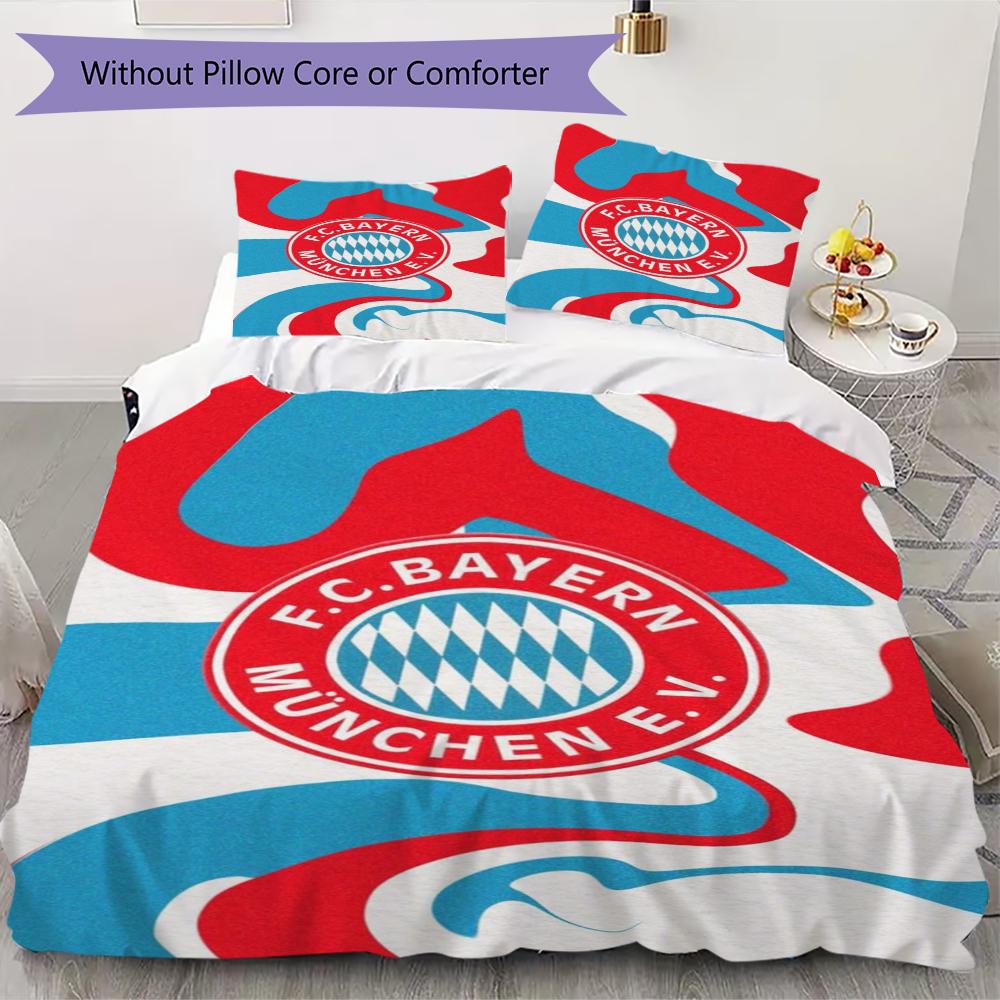 Set Copripiumino Trapuntato con Fantasia FC Bayern Monaco Copripiumino Federa Decorazione per la Casa Regalo di Compleanno (1 * copripiumino + 2 * federe senza imbottitura)48