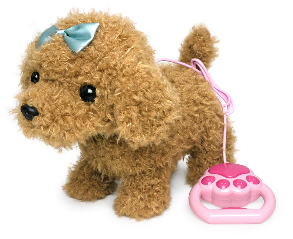 Walking Plush Dog Toy Realistic Stuffed Puppy Battery Operated Walking Dog Barking Squeak Toy with Shaking Tail 22x10x20cm оранжевый