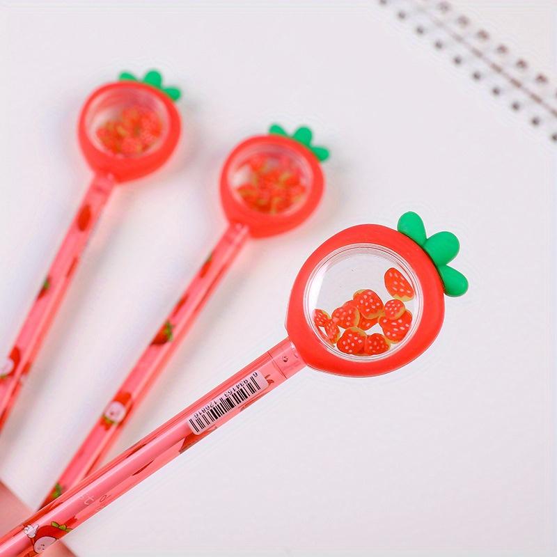Back to school season 10pcs 0.5mm creative strawberry sequins neutral pen vegetable shape black fountain pen student gift prize stationery