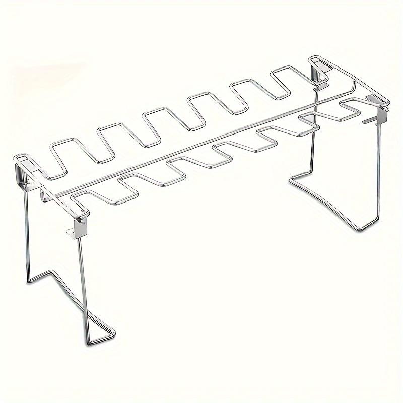 A Foldable Stainless Steel Chicken Leg Rack, Suitable for Vertical Smokers, Ovens, and Kitchen Additions, Perfect for Picnics, Camping, Barbecues