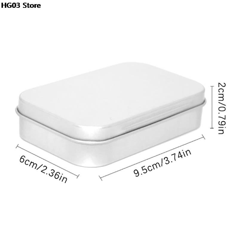1PC Metal Rectangular Empty Mini Tin Box Tinplate Push Candy Pill Cases Bins Jar Hinged Containers Small Organizer Storage Box