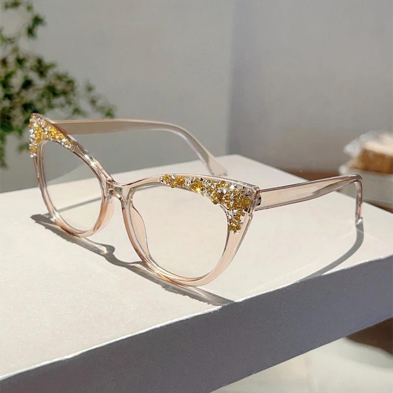 GM LUMIAS Katzenaugenbrille mit Strasssteinen Damen Mode Mehrfarbig Süßigkeitenfarbe Optische Fassungen Trendig Original Handgemacht Dekor Brillen