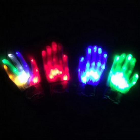 1 paio di guanti con dita illuminate a LED Decorazioni per la danza del costume di Natale di Halloween