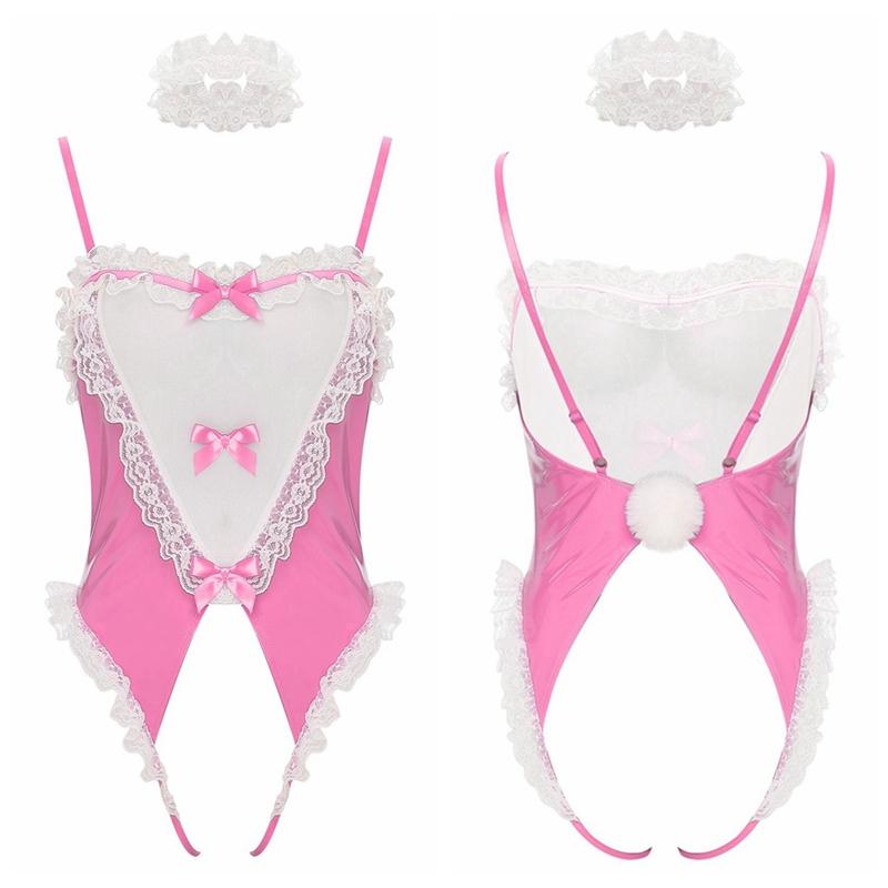 Women Sexy Maid Outfit Bunny Costume Anime Cosplay Suit Teddy Bodysuit Dress Up Party Lingerie Nightwear Pole Dance Show Kawaii