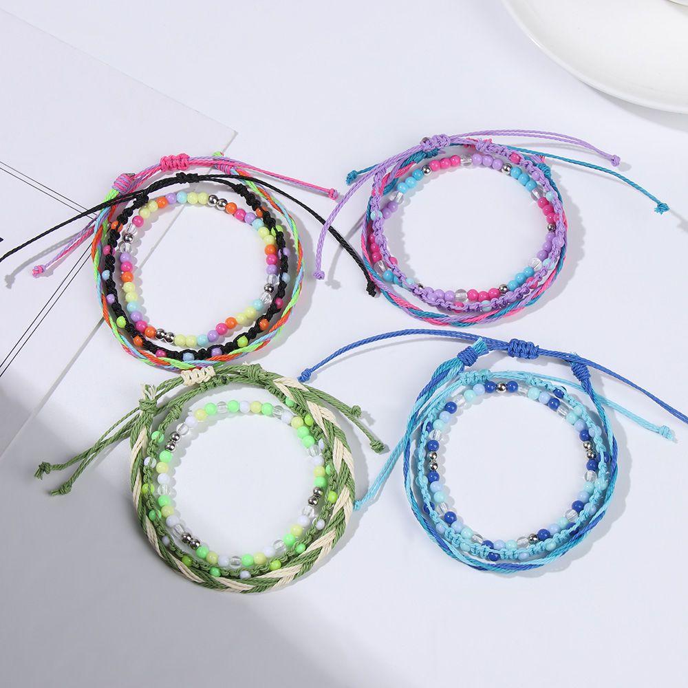 Design Woman Handmade Hand Woven Bracelets Beads Bracelet Fashion Jewelry Muti-layer Bracelets