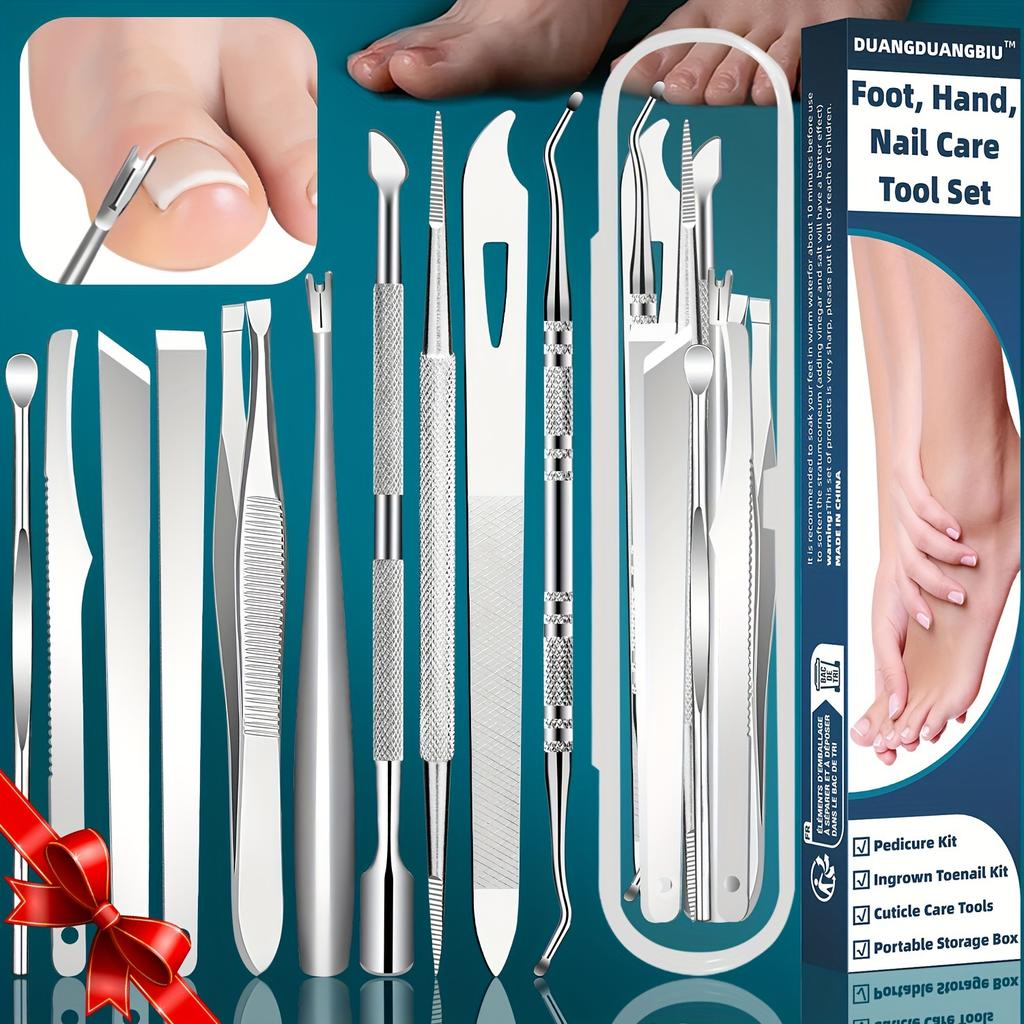 10-Piece Stainless Steel Ingrown Toenail Clipper Set, Odorless Foot Care Manicure Kit, Halloween Gift