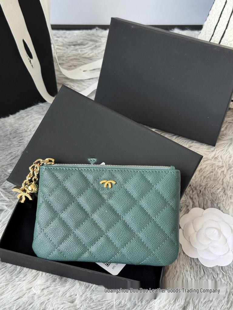 Trendige Echtleder-Kartenhalter-Geldbörse mit Rautenmuster