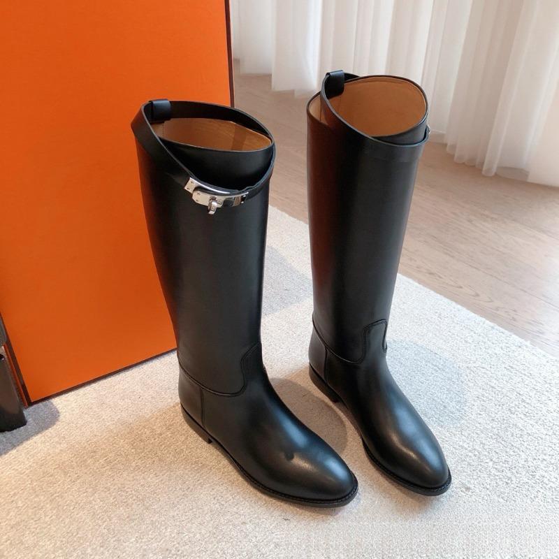 

H home lock knight boots cigarette boots Y version lock leather oblique boots but knee knight boots 35