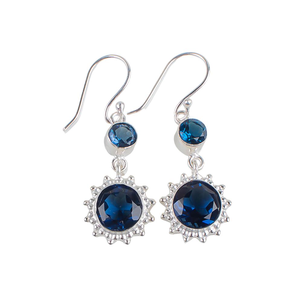 London Blue Topaz Gemstone 925 Sterling Silver Jewelry Handmade Earrings 1.80" EE-13-8