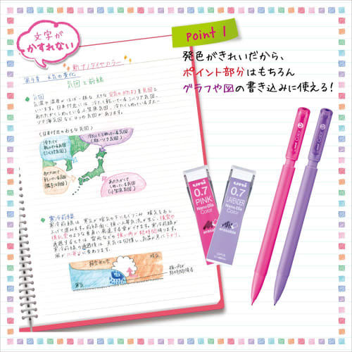 Mitsubishi Pencil Mechanical Pencil Lead Nano Diamond Color Lead 0.7 Red 10 Pieces U07202NDC.15