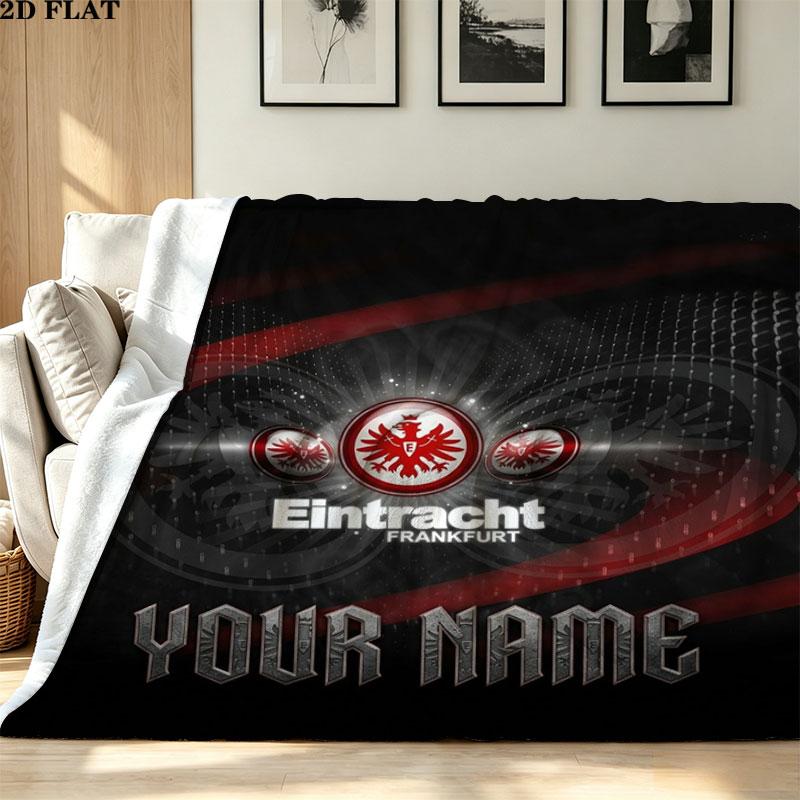 1PC Eintracht Frankfurt Custom Name Patterned Flannel Blanket Suitable For All Seasons for Home Decor Warmth and Comfort Gifts Holiday Present