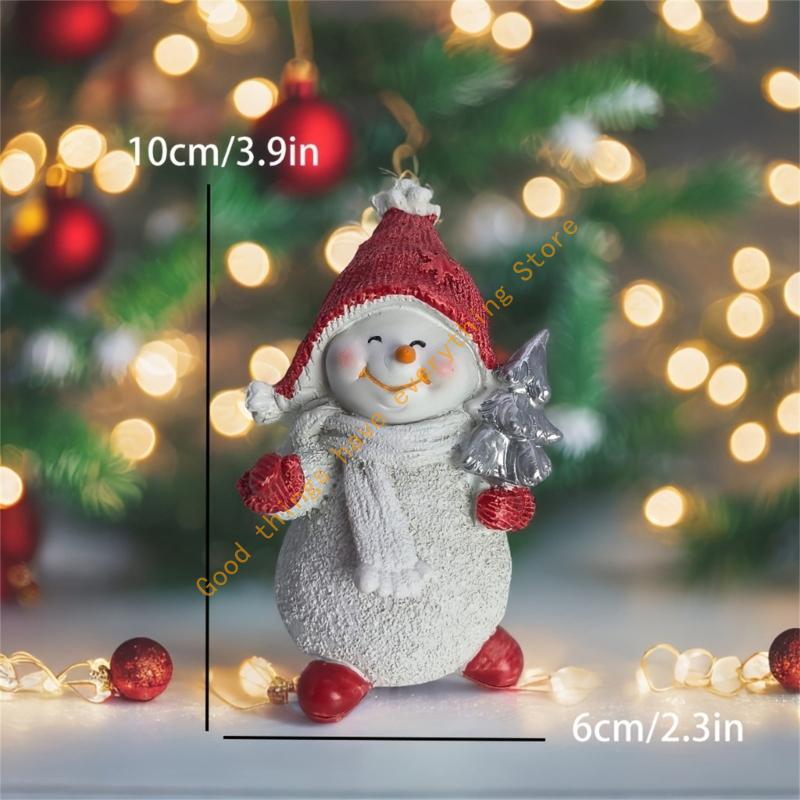 Miniature Snowman Statue Desk Ornament Tiny Resin Snowman Figurine Christmas Tree Decoration For Mantel Tabletop Display 55KF