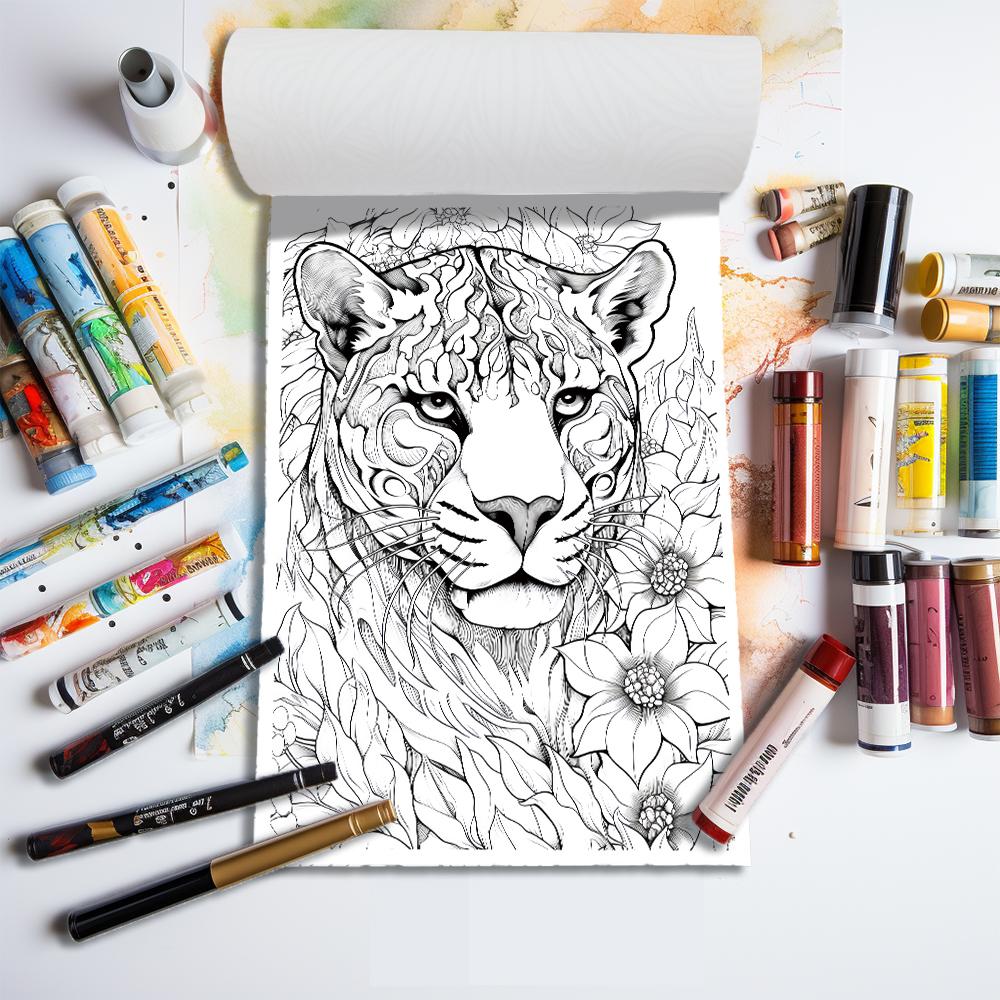 1pc,Animal Coloring Book,Teenagers Coloring Book,25 Different Patterns,100gsm Thick Paper,Stress Relief,Birthday Gift