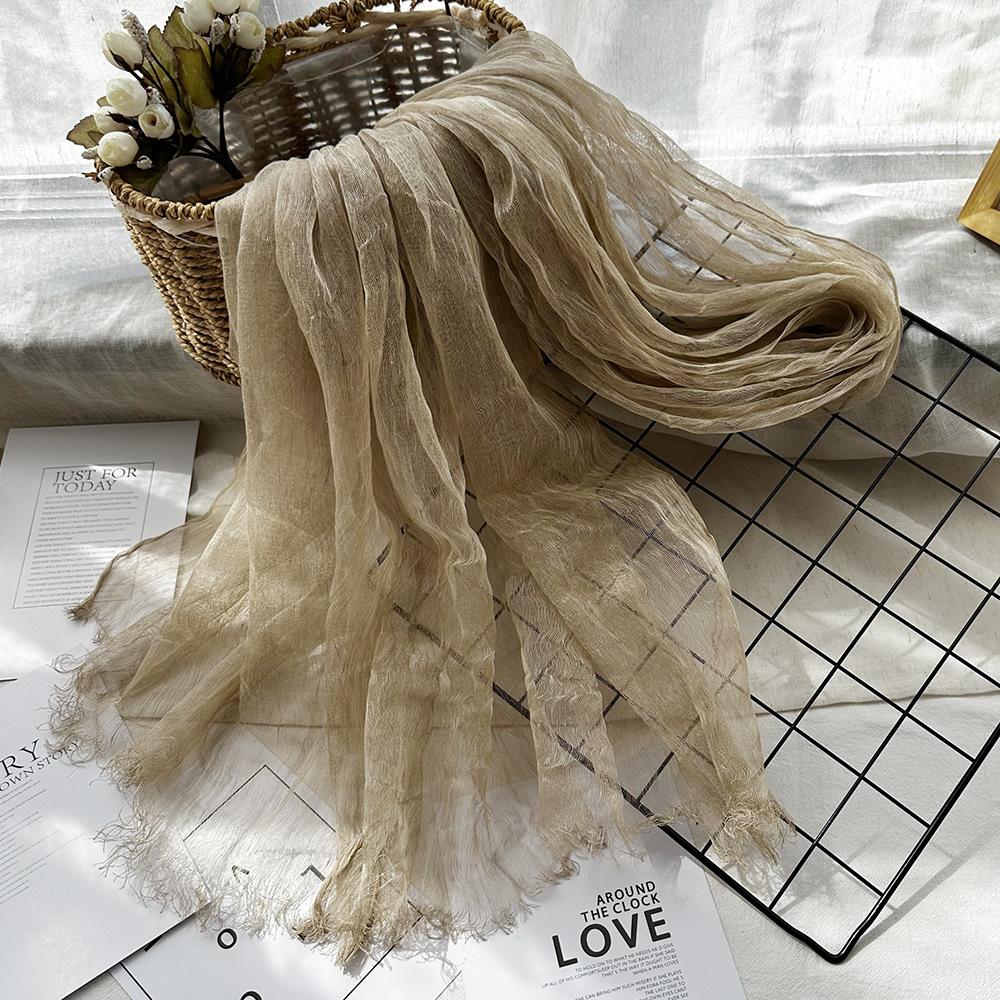 Women Light And Breathable Scarf Pure Linen Solid Scarf Neckwear Unisex Children Spring Autumn Winter Female Foulard Wrap