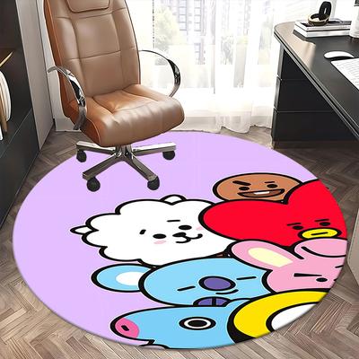 BT21 Characters, Chair Mat Round Rug Office Carpet, Non Slip, Suitable for Living Rooms, Bedrooms Decor.1205396a