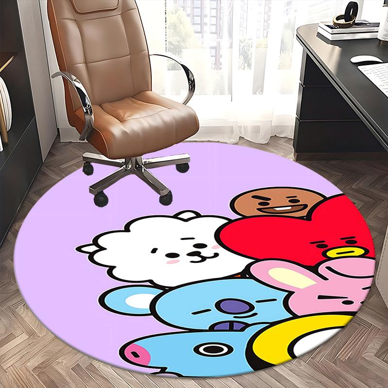 BT21 Characters, Chair mat Round Rug Office carpet, Non slip, Suitable for Living Rooms, Bedrooms decor.1205396a