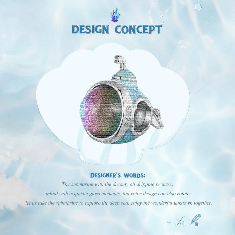 WOSTU Brelocuri din argint 925 scoici de mare margele submarine Pendan crab și alge marine se potrivesc brățară originală bijuterii DIY