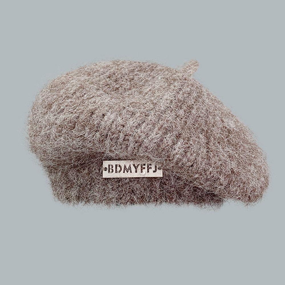 Warme Malermütze Gestrickt Gestrickte Baskenmütze Mode Wollfadenhut Mädchen