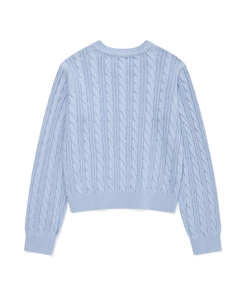 COVERNAT WOMAN Clover Heart Cable Knit Light Blue