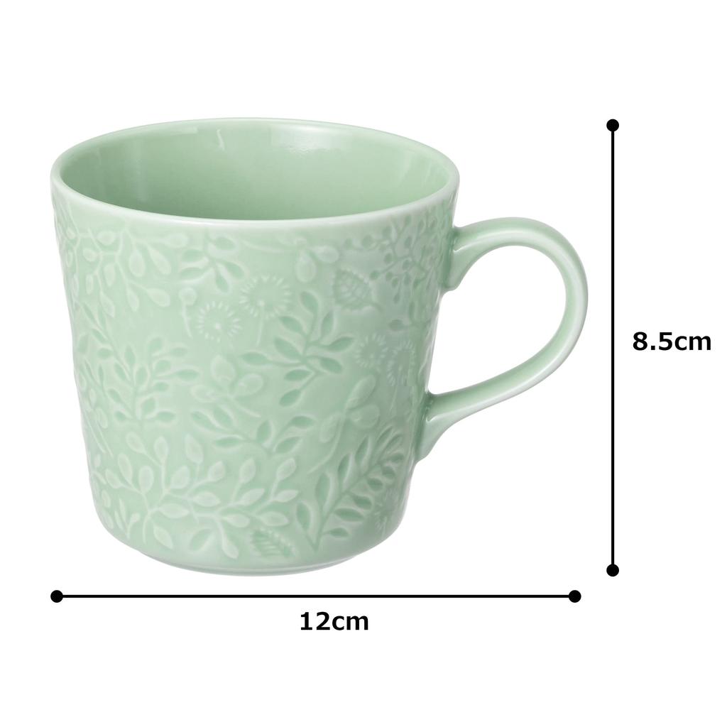 NARUMI Anna Emilia Mittsommerwiese Blumig Niedlich Relief und Spülmaschinenfest Hergestellt in Geschenkbecher, 350 ccm, Grün, Druck, Design, Groß, Mikrowellen-, Ofen-, Sicher,