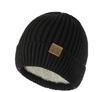 Men's Winter Thickened Warm Knit Hat - Velvet-Lined Wool Black Hat for Boys