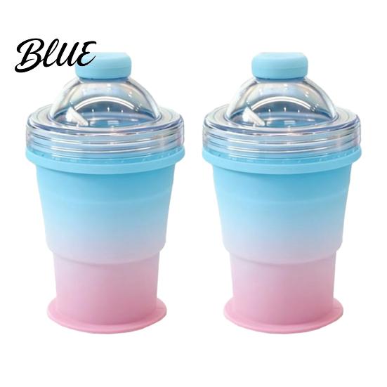 Non-breakable Ice Ball Maker Cup with Lid And Straw 2-in-1 Foldable Silicone Travel Straw Drinking Cup Portable Iced Beverage for Outdoor