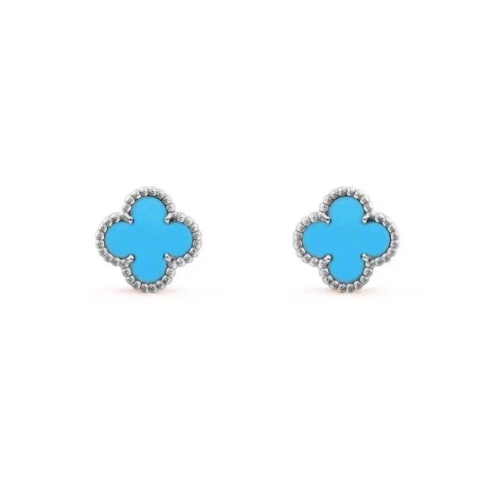 9mm Four-leaf Clover Mini Earrings Red Black Agate White Shell New Arrival Ladies Earrings
