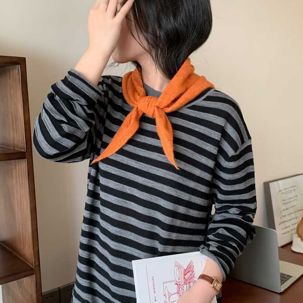 Solid color multi-functional knitted scarf autumn and winter triangle scarf headscarf thermal shawl knitted scarf face scarf