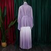 European & American Fashion Pleated Top and Gradient Swing Skirt Two-Piece Set