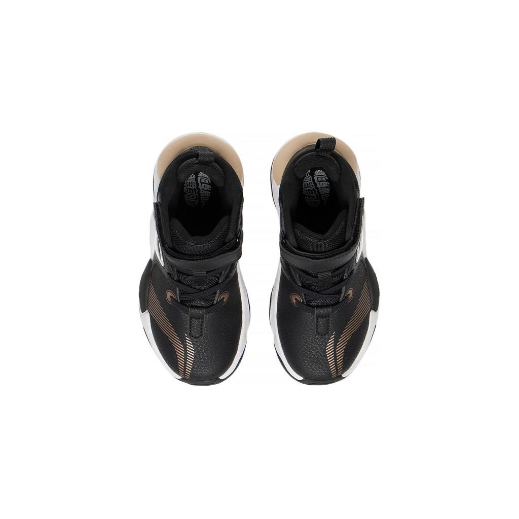 Li Ning Kids Mid-Top Sports Non-Slip Shock Absorbing Wear-Resistant Breathable Casual Shoes Kids Shoes Black Gold YKNS138-3