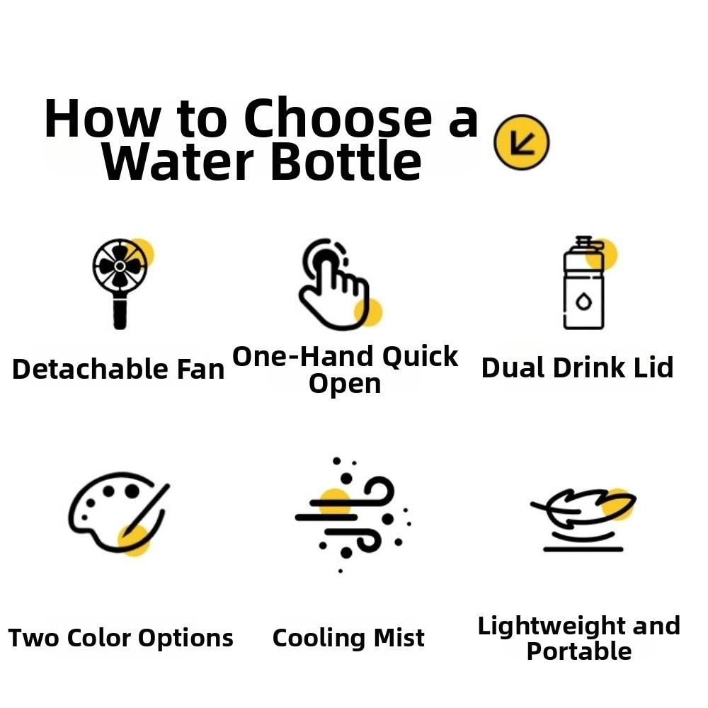 610 ML Hydration Spray Fan Cup Detachable Fan Sports Drinking Bottle Students