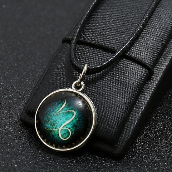 Horoscope Pendant Necklace with Extended Chain Dress Up Hypoallergenic Luminous 12 Constellation Necklace Fashion Jewelry
