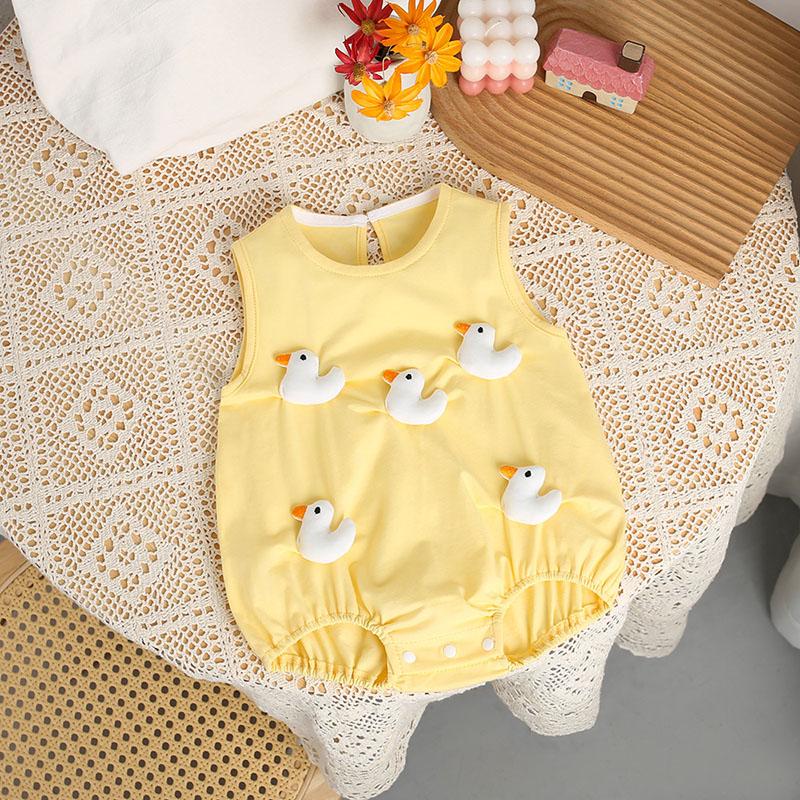 Baby Summer Clothes 0-2 Y Infant Girls Cute Cartoon Sleeveless Bodysuit Newborn Jumpsuit Toddler Outwear