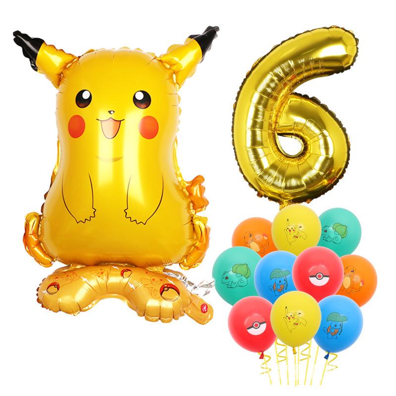 Standing Pokémon Pikachu Squirtle Child Elf Birthday Aluminum Film Printing Latex Balloon Gift
