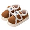 Women's Retro Velcro Cotton Slippers - Non-Slip, Warm Velvet, Full Heel for Autumn/Winter.
