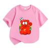 Kids Boys Girls Crew Neck Short Sleeve 100% Cotton T-Shirt Cute Glossy Red Gummy Bear Print Casual Lightweight Soft Summer Daily Tees for Children