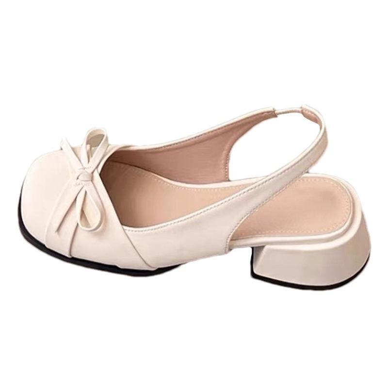 Fashion High Heels Women Sandals Bow Heeled Mary Janes Shoes 2025 Summer Fashion New Chunky Pumps Square Toe Shallow Zapatillas De Mujer